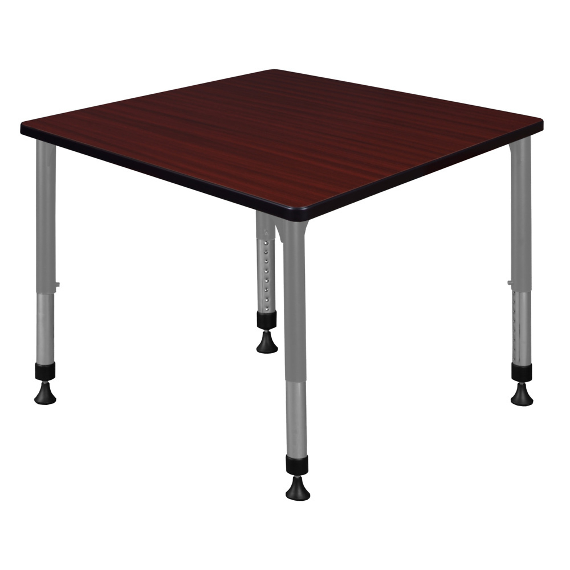Regency Kee Height Adjustable Classroom Activity Table — 36in. Square, Mahogany & Grey Base, Model# TB3636MHAPGY